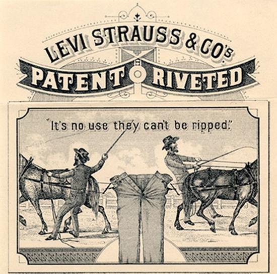 Levi Strauss and Jacob Davis receive patent for blue jeans