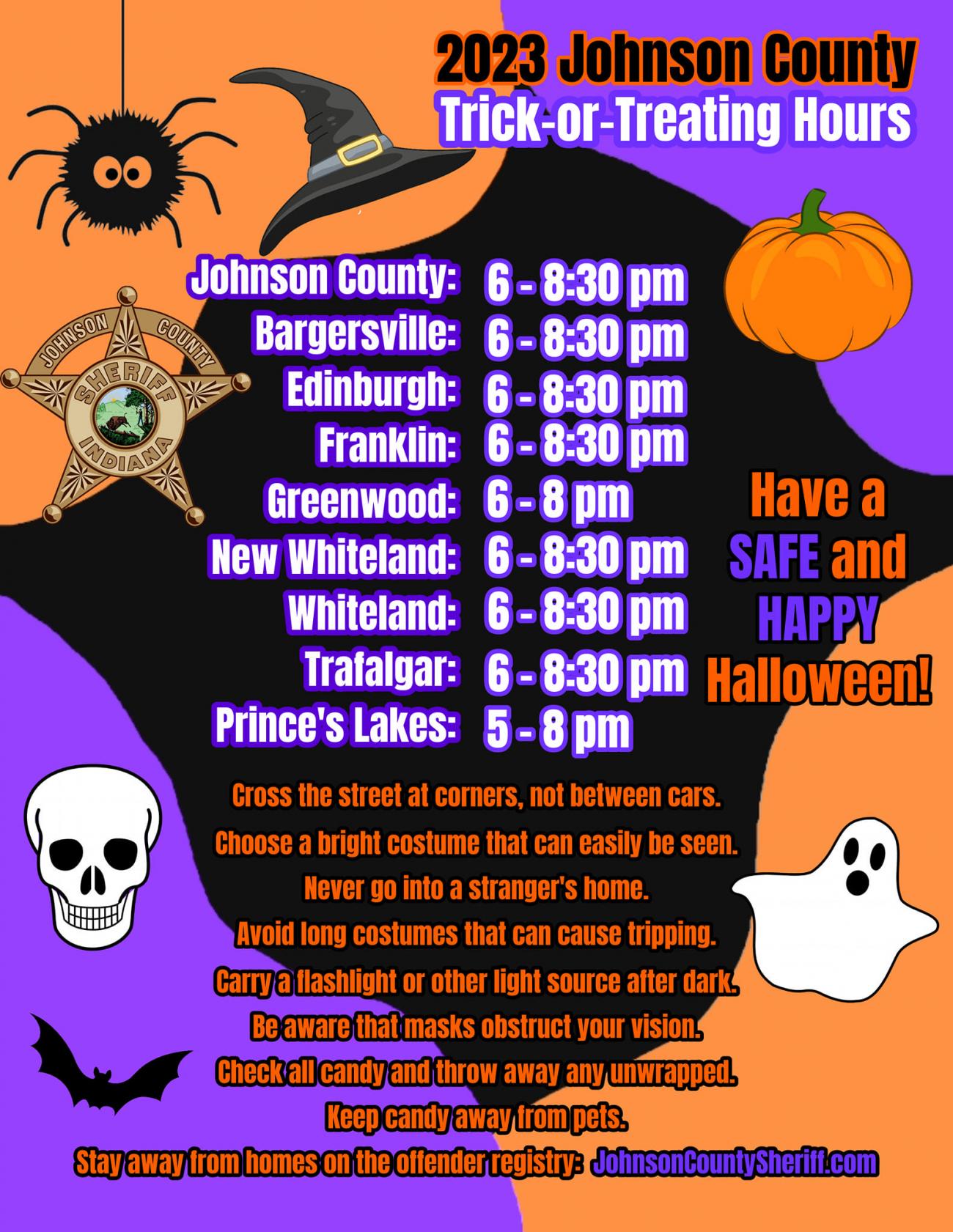 Johnson County Trick-or-Treat Hours