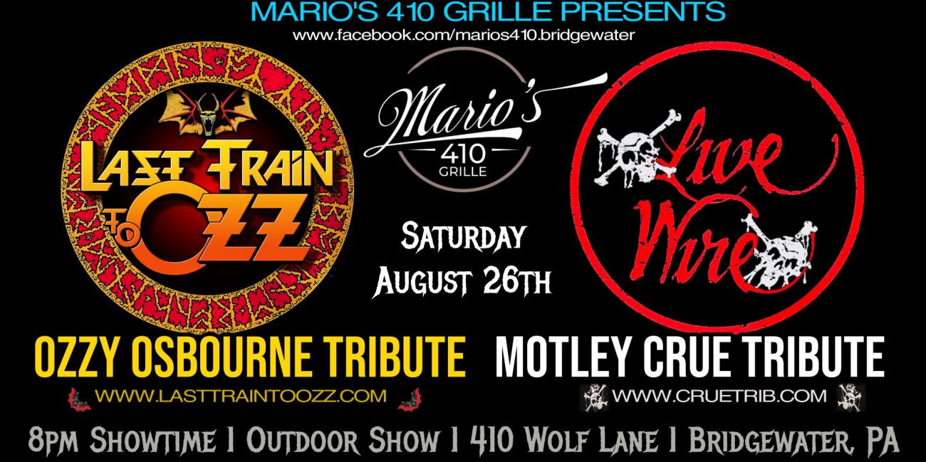 Last Train to Ozz- Ozzy Tribute & Live Wire- Motley Crue Tribute @ THE COVE  Tickets, Sat, Mar 2, 2024 at 7:00 PM