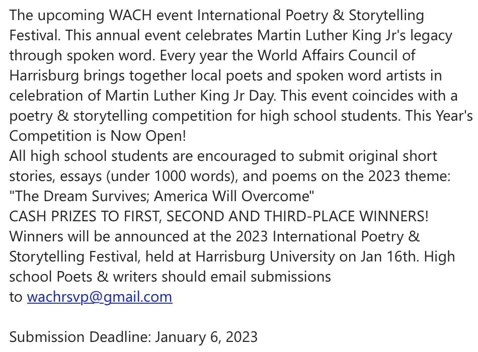 WACH event International Poetry & Storytelling Festival thumbnail photo