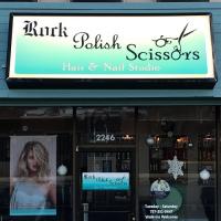 Rock Polish Scissors Hair & Nail Studio Logo